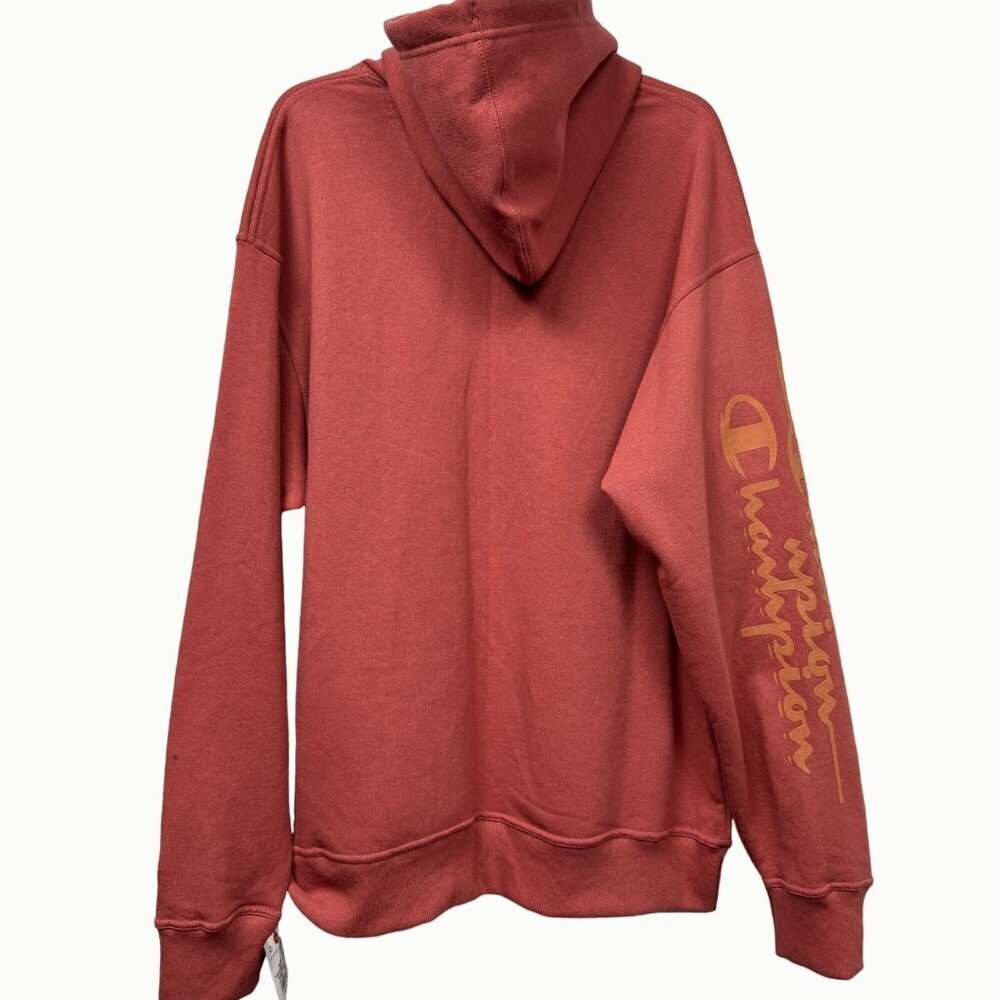 Champion Logo Hoodie Sweatshirt Pullover Rust Red Long Sleeve XL NWT - Picture 3 of 10